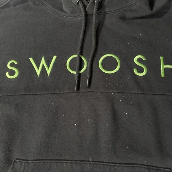 Nike Swoosh Mens Small Hoodie Black Pullover Spell Out Logo Sportswear Excellent - Picture 8 of 9